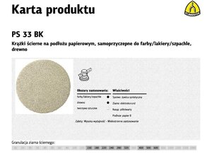 Набор шлифовальных дисков Klingspor PS33BK, 225мм, 50шт. цена и информация | Шлифовальные машины | 220.lv