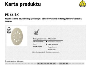 Набор шлифовальных дисков Klingspor PS33BK, 125мм, 100шт. цена и информация | Шлифовальные станки | 220.lv