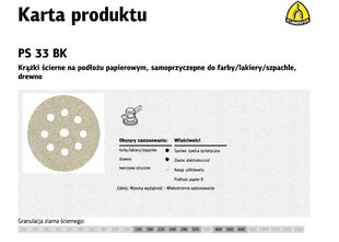 KLINGSPOR PAŠLĪPOŠAIS ABRAZĪVAIS DISKS 225mm PS33BK gr.220 GLS38/50 gab. cena un informācija | Slīpmašīnas | 220.lv