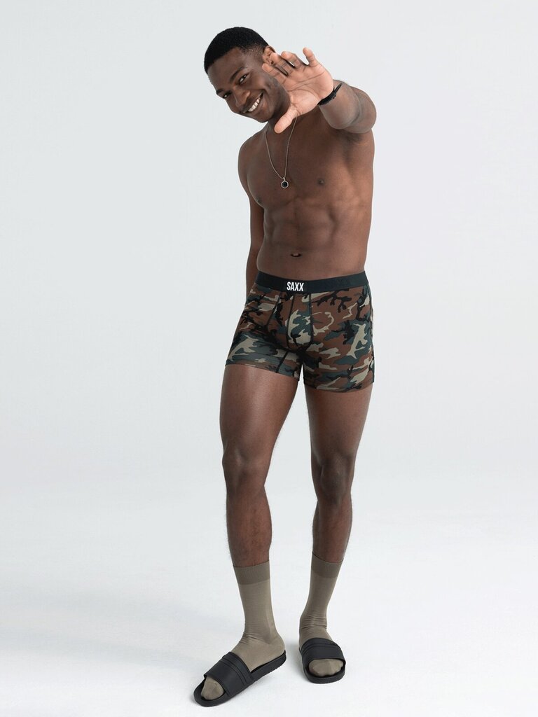 Bokseršorti vīriešiem, Saxx Vibe Super Soft Boxer Brief, Pruun - Woodland Camo 49249-600 цена и информация | Vīriešu apakšbikses | 220.lv