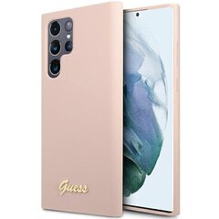 Guess GUHCS23LLSLMGPP S23 Ultra S918 różowy|pink hardcase Silicone Script Metal Logo cena un informācija | Telefonu vāciņi, maciņi | 220.lv