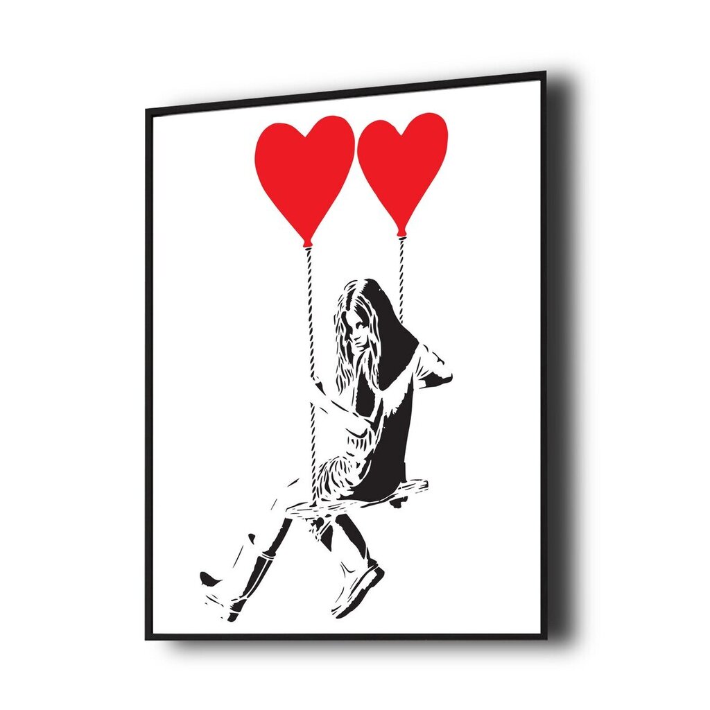 Sienas plakāts Banksy meitene ar sarkanām sirdīm baloniem Grafiti plakāta interjera dekors - 45 x 32 cm cena un informācija | Gleznas | 220.lv