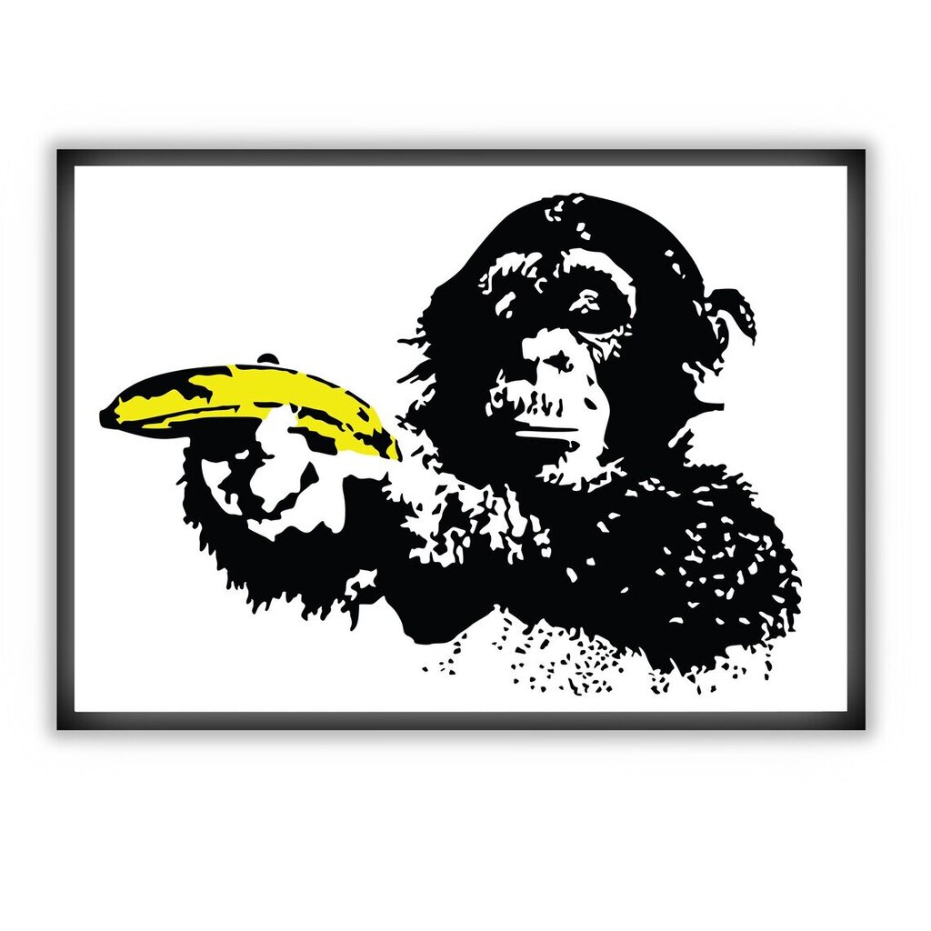 Sienas plakāts Banksy Monkey ar banānu grafiti plakāta interjera dekoru - 45 x 32 cm цена и информация | Gleznas | 220.lv