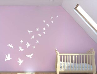 Vinila sienas uzlīme White Flying Birds Interjera dekors - 25 x 20 cm cena un informācija | Dekoratīvās uzlīmes | 220.lv