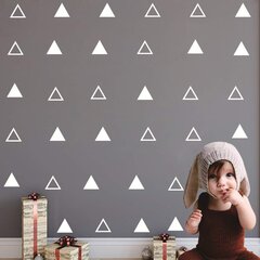 Виниловые наклейки на стену Треугольный узор Белые треугольники Дизайн интерьера - 64 шт. цена и информация | Декоративные наклейки | 220.lv