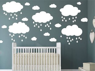 Виниловые наклейки на стену Большие белые облака и капли Декор интерьера для детской комнаты - 72 шт. цена и информация | Декоративные наклейки | 220.lv