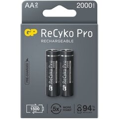 2x аккумуляторные батареи AA / R6 GP ReCyko Pro Ni-MH 2000 мАч цена и информация | Батарейки | 220.lv