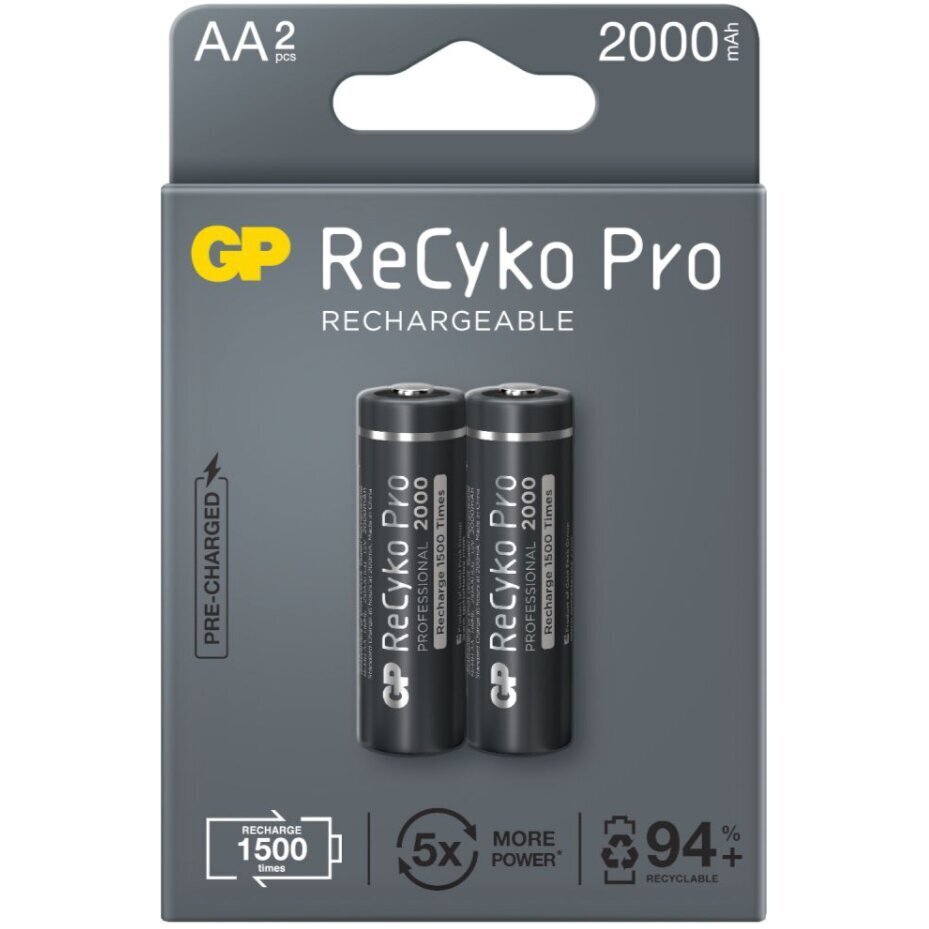 2x uzlādējamās baterijas AA / R6 GP ReCyko Pro Ni-MH 2000mAh cena un informācija | Baterijas | 220.lv