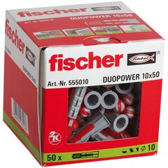 Шипы Fischer Duopower 555010, 50 шт., 10 x 50 мм цена и информация | Механические инструменты | 220.lv