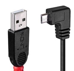 USB 2.0 A/Micro-B 90 Degree 2m, Lindy 31977 cena un informācija | Savienotājkabeļi | 220.lv