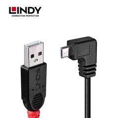 USB 2.0 A/Micro-B 90 Degree 2m, Lindy 31977 cena un informācija | Savienotājkabeļi | 220.lv