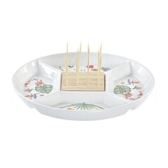 поднос для закусок DKD Home Decor Натуральный Синий Бамбук Керамика (23,5 x 23,5 x 7 cm) цена и информация | Посуда, тарелки, обеденные сервизы | 220.lv