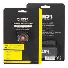 LED galvas lukturis EDM 8 W Melns 400 lm цена и информация | Фонари и прожекторы | 220.lv