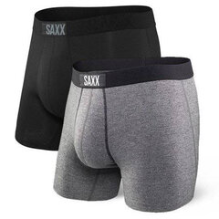 Bokseršorti vīriešiem, Saxx Vibe Boxer Brief 2-Pac, Melns/Pelēks 63157-600 cena un informācija | Vīriešu apakšbikses | 220.lv