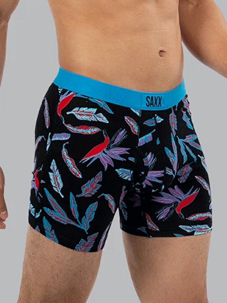 Bokseršorti vīriešiem, Saxx Ultra Boxer Brief Fly, Melns - Birds Of Paradise 63191-386 cena un informācija | Vīriešu apakšbikses | 220.lv