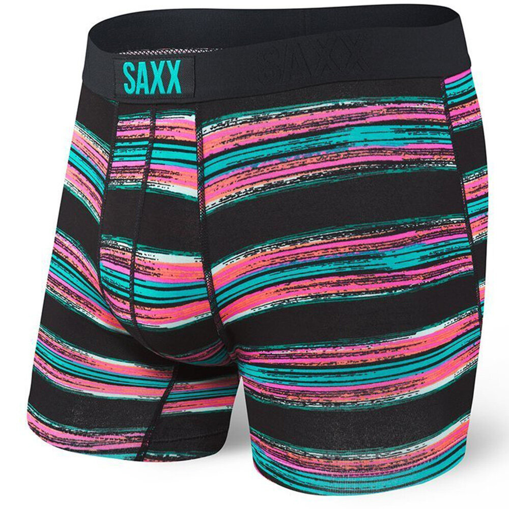 Bokseršorti vīriešiem, Saxx Vibe Boxer Brief, Melns - Pulled stripe 63830-386 cena un informācija | Vīriešu apakšbikses | 220.lv