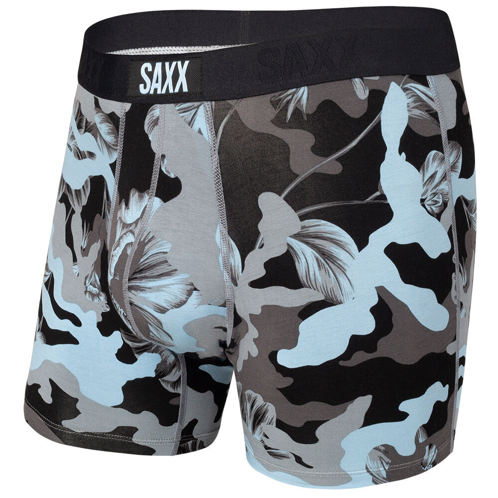 Bokseršorti vīriešiem, Saxx Vibe Super Soft Boxer Brief, Zils - Camo Flora 64656-601 cena un informācija | Vīriešu apakšbikses | 220.lv