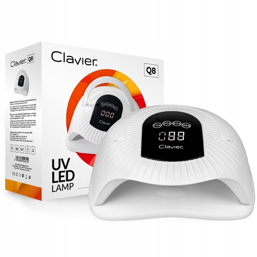 LED+UV lampa Clavier Q8 300 W, balta cena un informācija | Nagu kopšanas piederumi | 220.lv