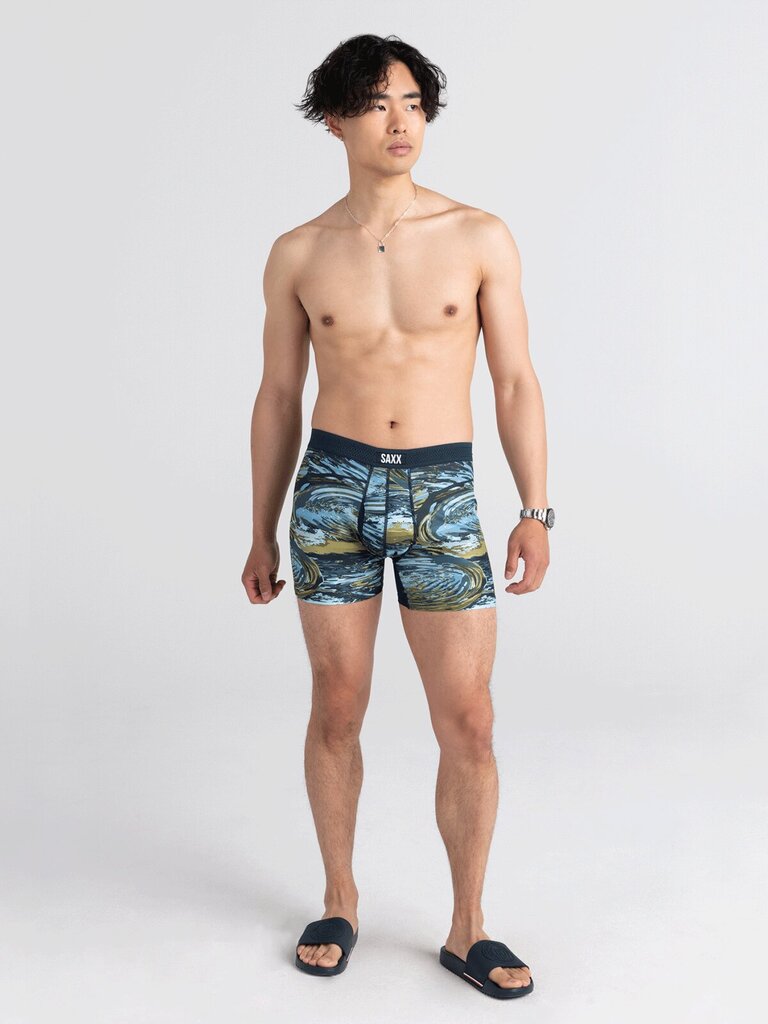 Bokseršorti vīriešiem, Saxx Droptemp Cool Mesh Boxer Brief Fly, Dark Ink - Water Camo 66741-601 cena un informācija | Vīriešu apakšbikses | 220.lv