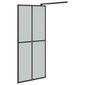 vidaXL dušas siena ar plauktu, melna, 100x195cm, ESG stikls, alumīnijs cena un informācija | Dušas durvis, dušas sienas | 220.lv