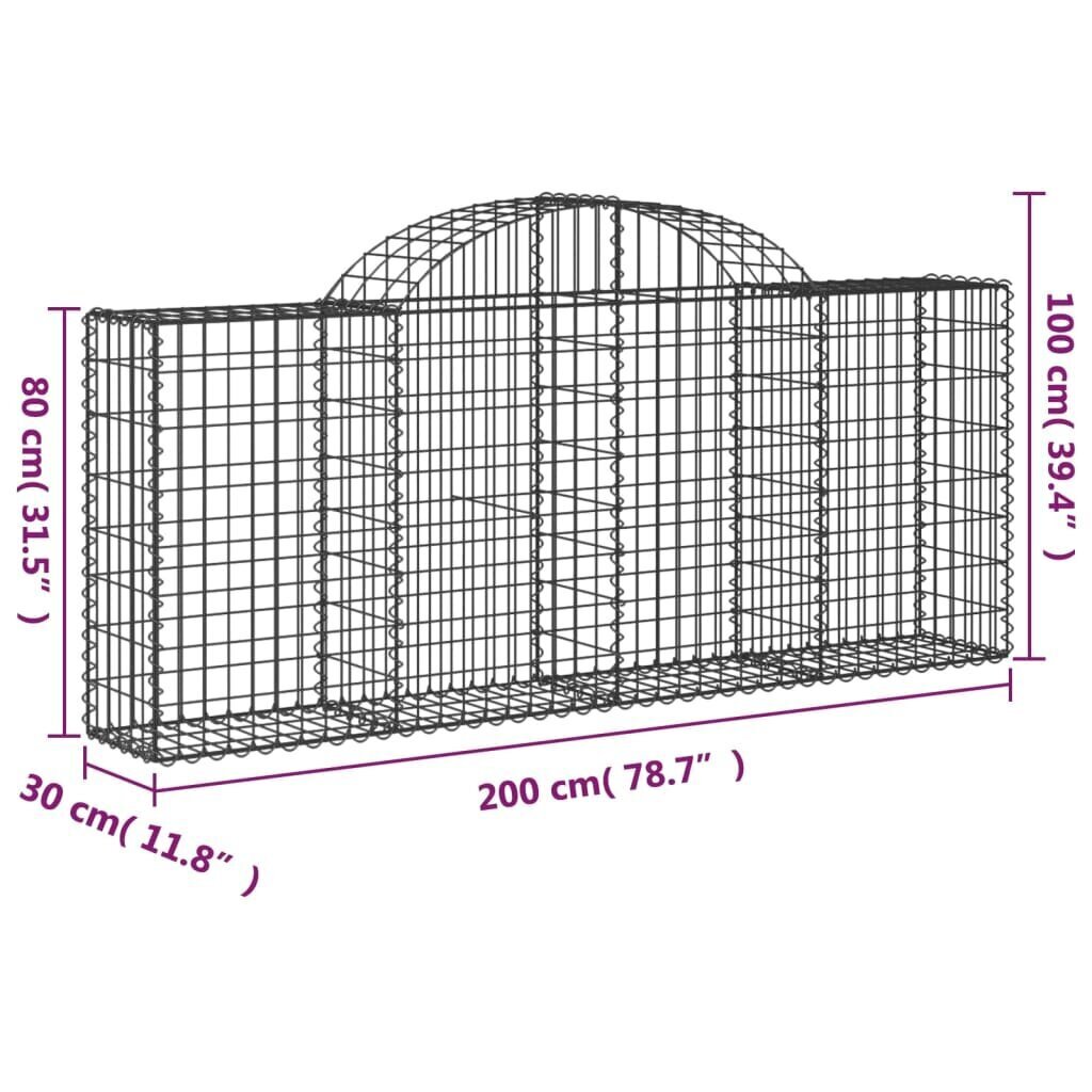 vidaXL arkveida gabiona grozi, 11 gb., 200x30x80/100cm, cinkota dzelzs cena un informācija | Žogi un piederumi | 220.lv