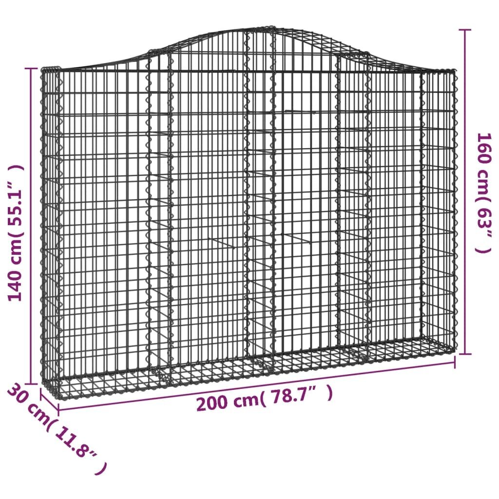 vidaXL arkveida gabiona grozi, 13gb., 200x30x140/160cm, cinkota dzelzs cena un informācija | Žogi un piederumi | 220.lv