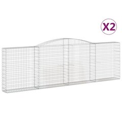 vidaXL arkveida gabiona grozi, 2 gb., 400x30x120/140cm, cinkota dzelzs цена и информация | Заборы и принадлежности к ним | 220.lv