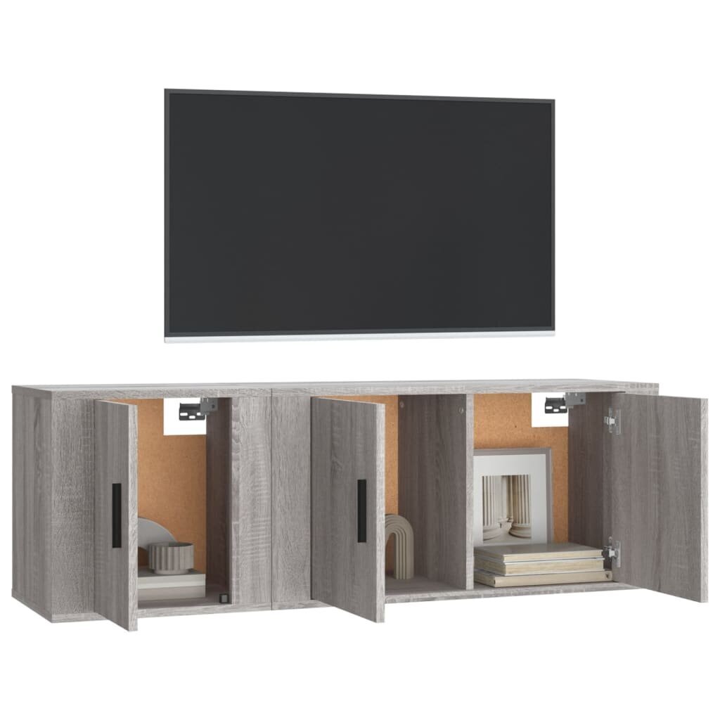 vidaXL 2-daļīgs TV skapīšu komplekts, pelēka ozola, inženierijas koks цена и информация | TV galdiņi | 220.lv