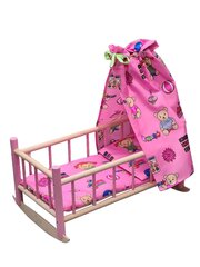 Šūpojoša koka gulta lellei ar baldahīnu cena un informācija | Rotaļlietas meitenēm | 220.lv