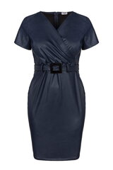 Eko ādas formālā kleita ar jostu un dekoratīvu sprādzi PETARDA, tumši zila cena un informācija | Kleitas | 220.lv