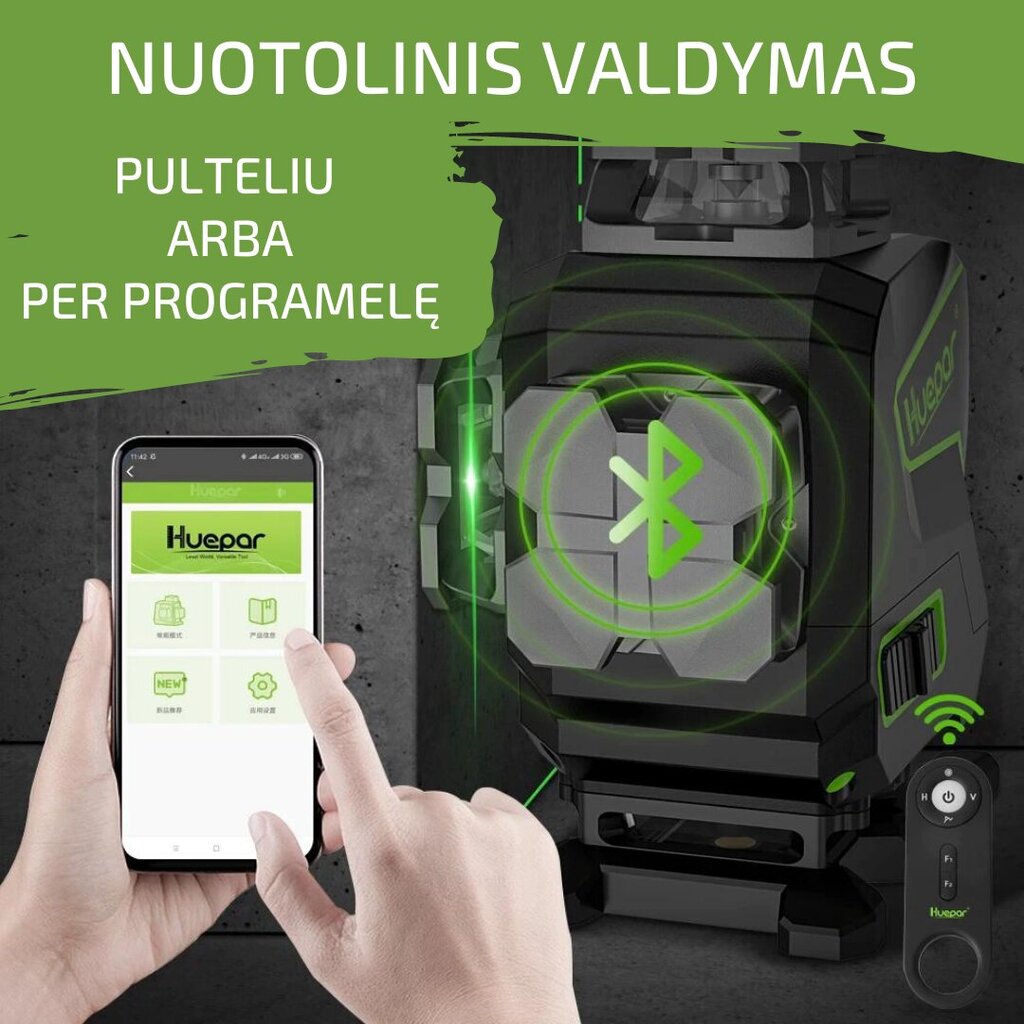 Huepar 4D ar uztvērēju (HP-S04CG) cena un informācija | Rokas instrumenti | 220.lv