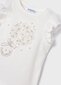 MAYORAL balts meiteņu t-krekls ar ziedu aplikāciju 3054/80 cena un informācija | Krekli, bodiji, blūzes meitenēm | 220.lv