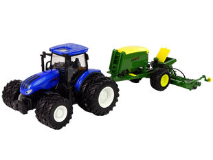 Tālvadības pults vadāms traktors ar piekabēm, 1:24, zils cena un informācija | Rotaļlietas zēniem | 220.lv