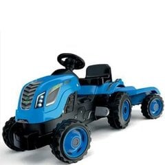 Liels miniatūrs traktors ar piekabi -Smoby, zils cena un informācija | Rotaļlietas zēniem | 220.lv