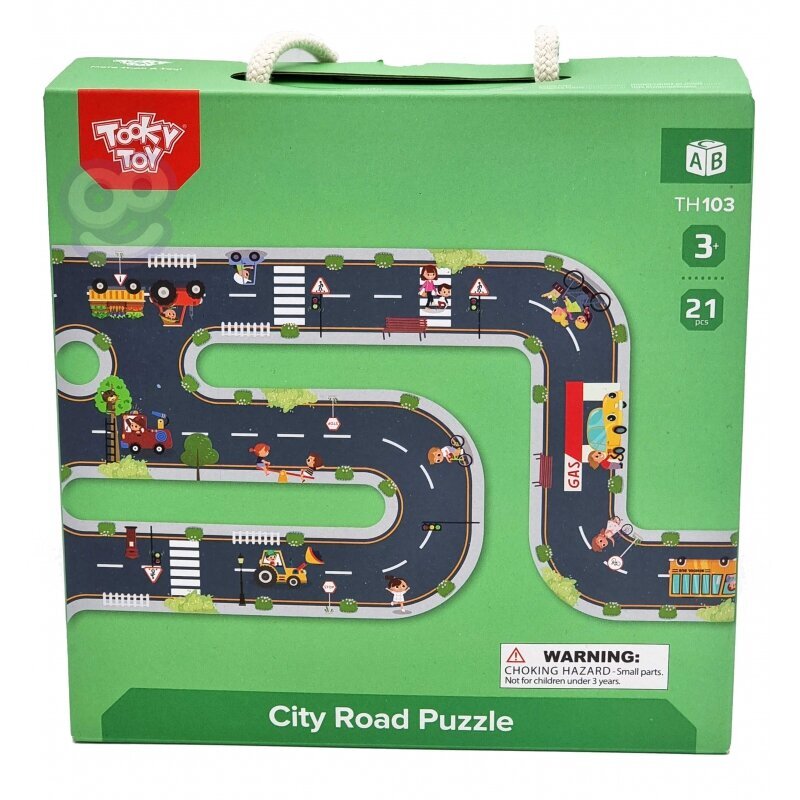 Autoceļa puzle ar 3 automašīnām, Tooky Toy цена и информация | Rotaļlietas zēniem | 220.lv
