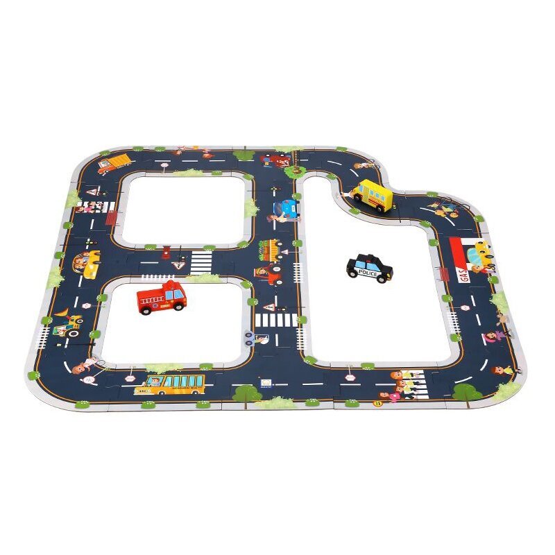 Autoceļa puzle ar 3 automašīnām, Tooky Toy cena un informācija | Rotaļlietas zēniem | 220.lv