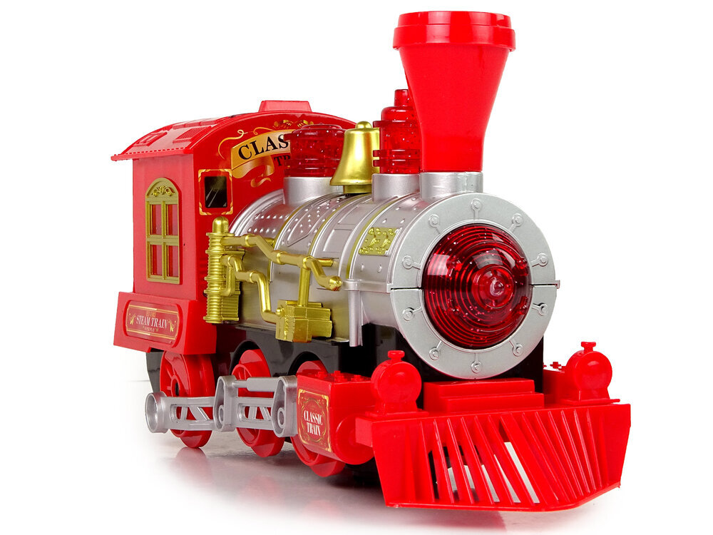 Ziemassvētku lokomotīve ar skaņas un gaismas efektiem, sarkana цена и информация | Rotaļlietas zēniem | 220.lv