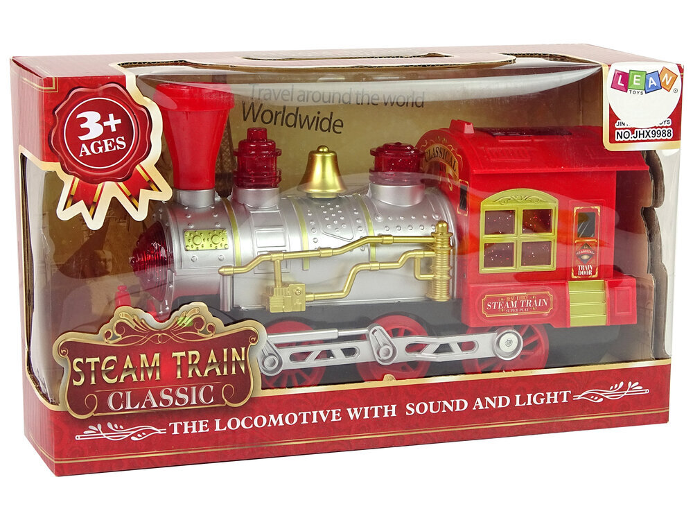 Ziemassvētku lokomotīve ar skaņas un gaismas efektiem, sarkana цена и информация | Rotaļlietas zēniem | 220.lv
