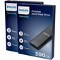 Ārējais cietais disks SSD Philips, pelēks, 500GB цена и информация | Ārējie cietie diski | 220.lv