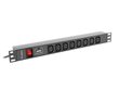 LANBERG POWER STRIP PDU RACK (1U, 16A, 8X IEC C13) цена и информация | Piederumi korpusiem | 220.lv