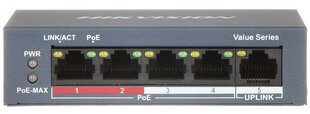 SWITCH POE DS-3E0105P-E/M(B) 4-PORTU Hikvision цена и информация | Коммутаторы (Switch) | 220.lv