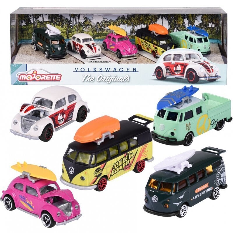 MAJORETTE Volkswagen Beetle Cars komplekts 5 gab cena un informācija | Rotaļlietas zēniem | 220.lv