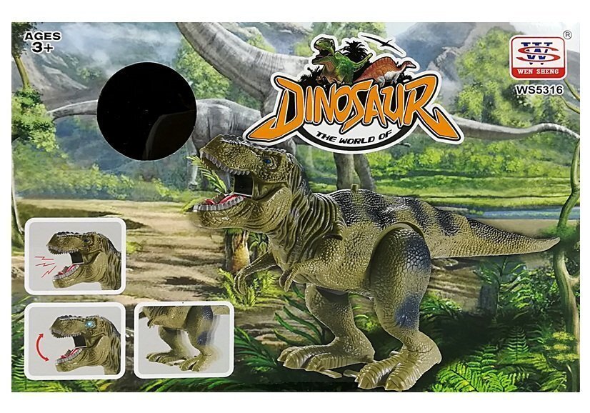 Dinozaurs Tyrannosaurus Rex, darbināms ar baterijām, zaļš cena un informācija | Rotaļlietas zēniem | 220.lv