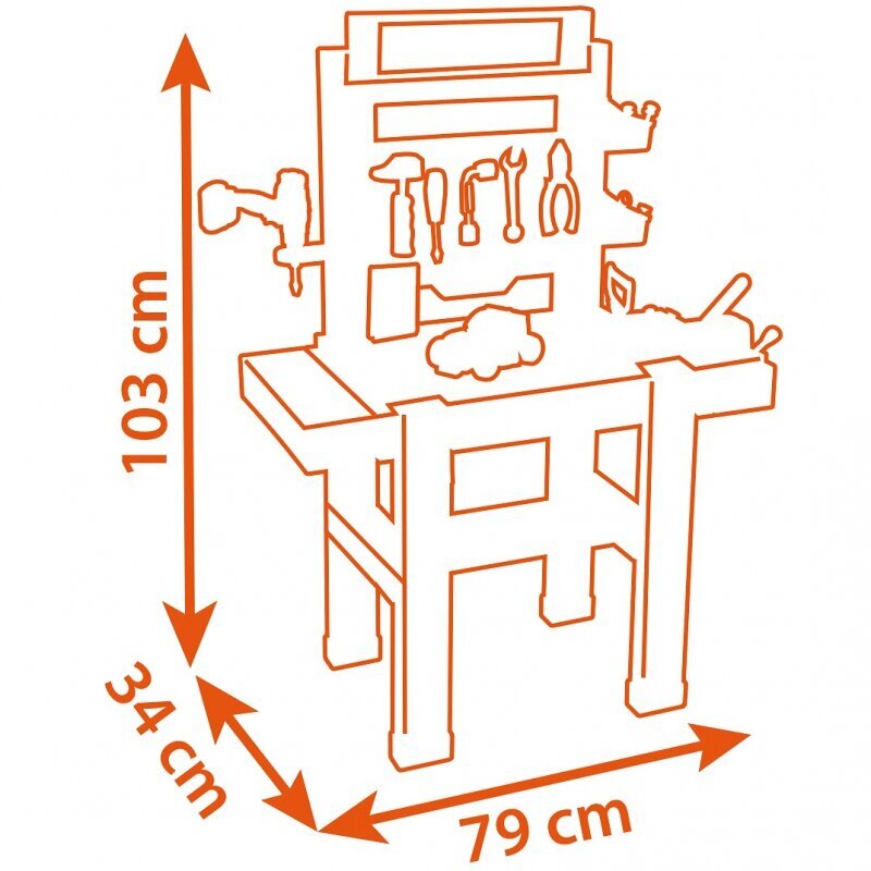 Darbnīca ar piederumiem Black and Decker, 92 gab., Smoby cena un informācija | Rotaļlietas zēniem | 220.lv