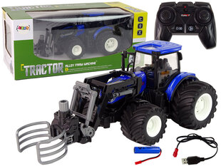 Tālvadības pults vadāms traktors ar grābekli, zils cena un informācija | Rotaļlietas zēniem | 220.lv