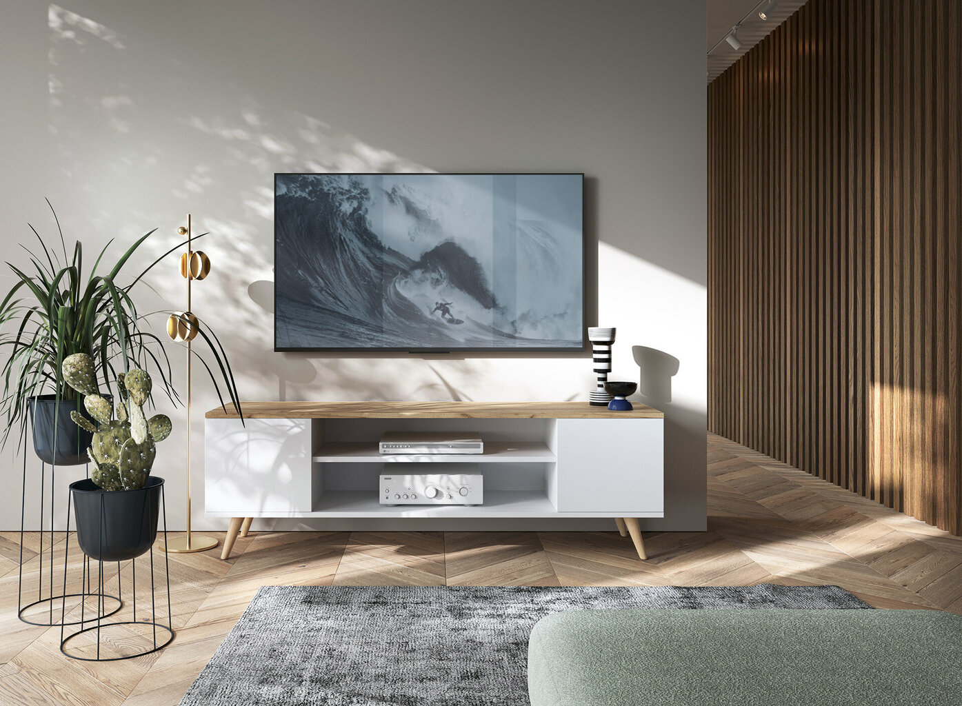 TV galdiņš ADRK Furniture Petra, balts cena un informācija | TV galdiņi | 220.lv