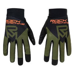 Вело перчатки Rock Machine Race FF, черные/зеленые/оранжевые, XL цена и информация | Одежда для велосипедистов | 220.lv