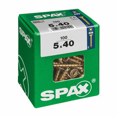 Skrūvju kaste SPAX Yellox Koks Plakana galva 100 Daudzums (5 x 40 mm) cena un informācija | Rokas instrumenti | 220.lv