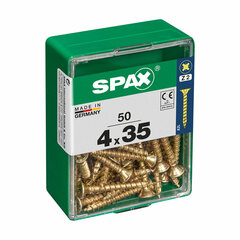 Skrūvju kaste SPAX Yellox Koks Plakana galva 50 Daudzums (4 x 35 mm) cena un informācija | Rokas instrumenti | 220.lv