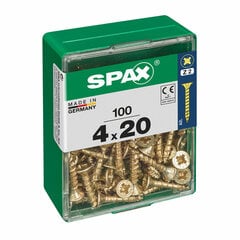 Skrūvju kaste SPAX Yellox Koks Plakana galva 100 Daudzums (4 x 20 mm) cena un informācija | Rokas instrumenti | 220.lv